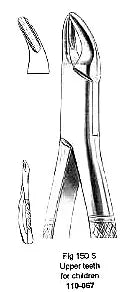 Extracting Forcep, Upper Teeth, American Pattern, For Children, Fig.150S – Surgix Instruments dental instrument, SKU 110-067-150S